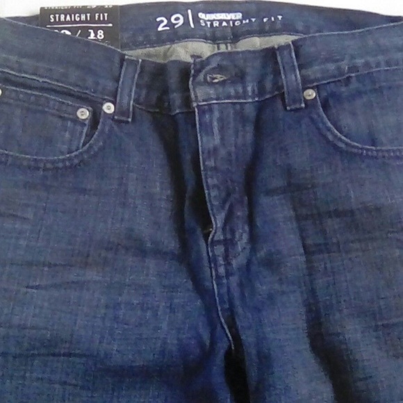 QUIKSILVER BOYS Blue JEANS 29/18 STRAIGHT FIT 14.25 Leg Opening Zip Button - Picture 2 of 8
